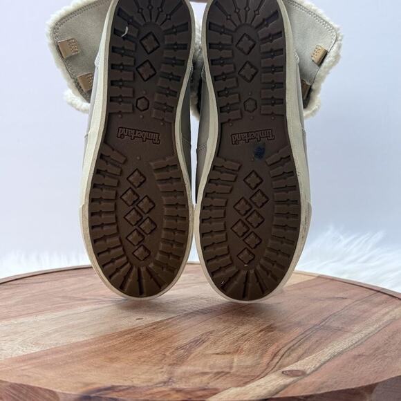 Timberland‎ Shoes Womens Size 7.5 Beige Shearling Lined High Top Winter A1UTJ - Picture 10 of 12